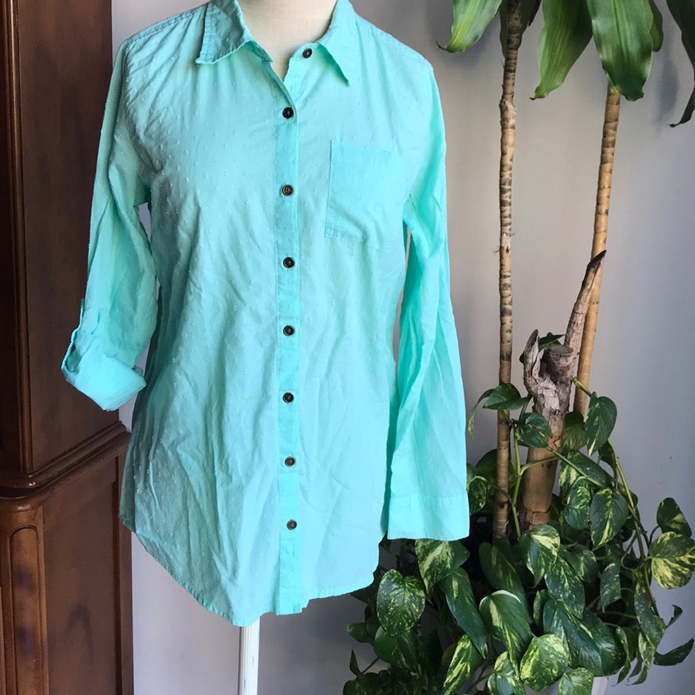 White stag green women’s shirt, long sleeve Sz S